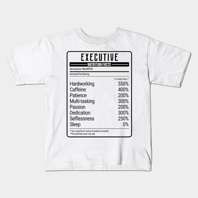 executive nutrition value Kids T-Shirt by IndigoPine